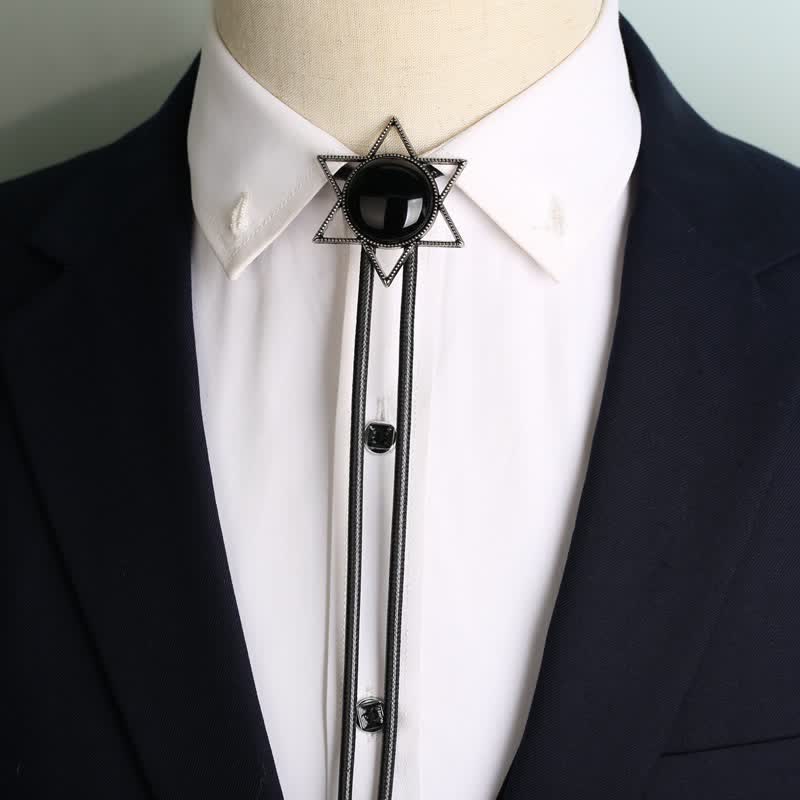 Clearance: Hexagram Star Gemstone Shirt Collar Bolo Tie