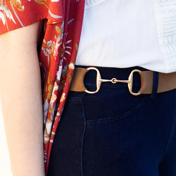 Snaffle Bit Belt Horseshoe Buckle Equestrian Elastic Belt
