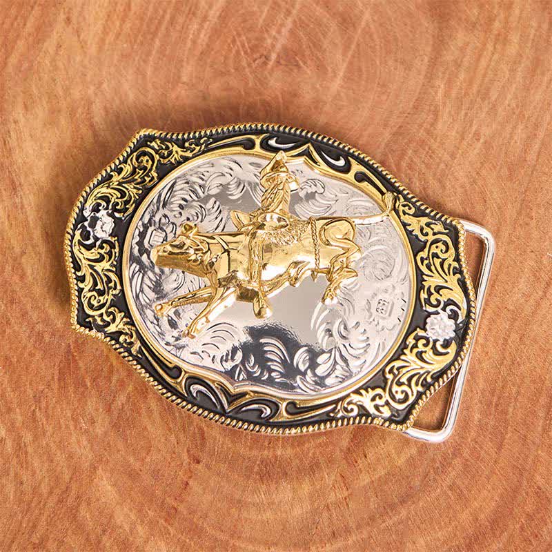 Gold & Black DIY Western Horse Riding Knight Cowboy Buckle Leather Belt