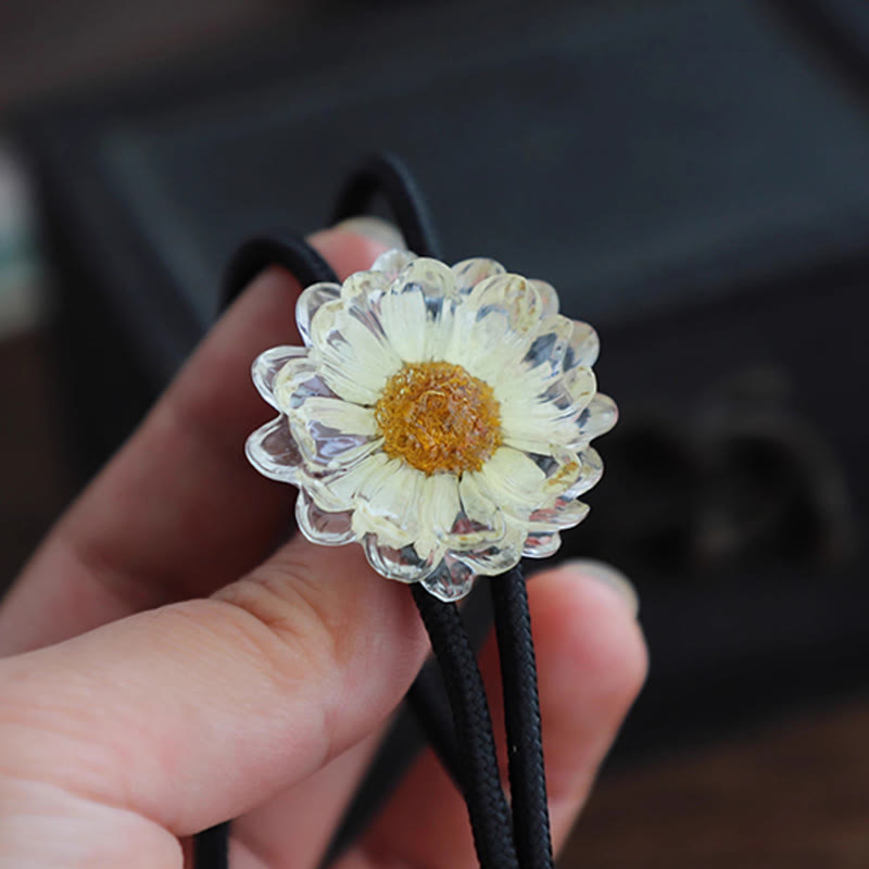 Handmade Dried Flower Daisy Women's Bolo Tie