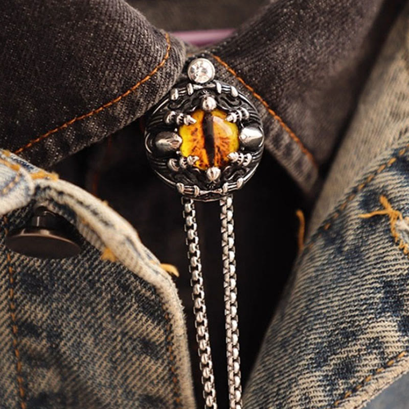Handmade Retro Demon Eye Claws Steel Chain Bolo Tie