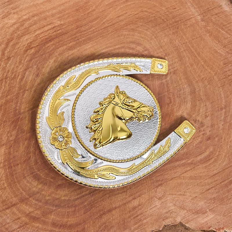 Large Horseshoe Shape DIY Western Buckle Leather Belt