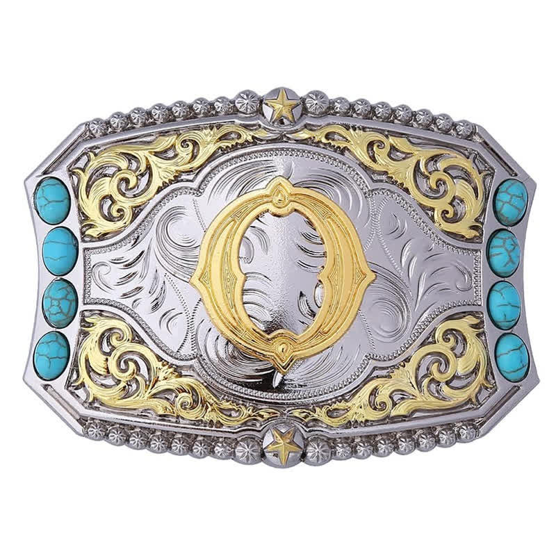 Decorative Turquoise DIY Initial Letter Buckle Leather Belt