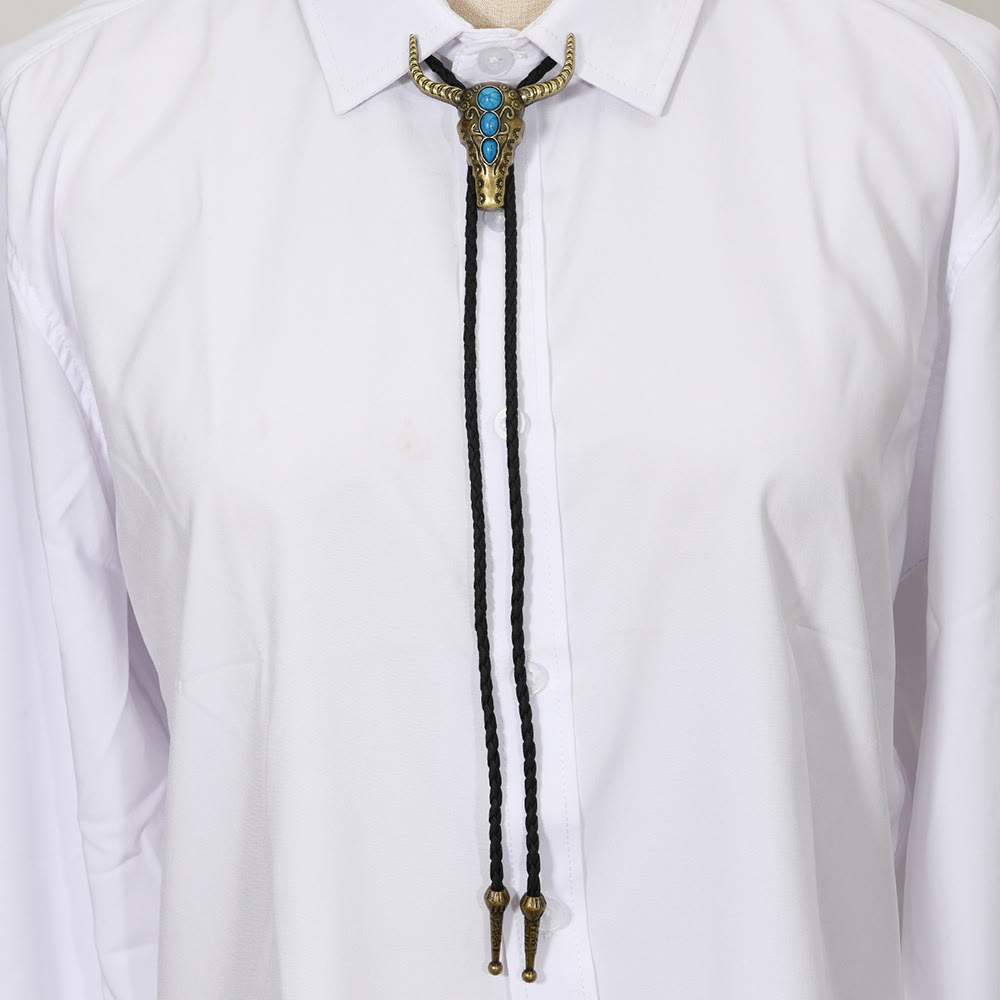 Western Turquoise Bull Pendant Bolo Tie