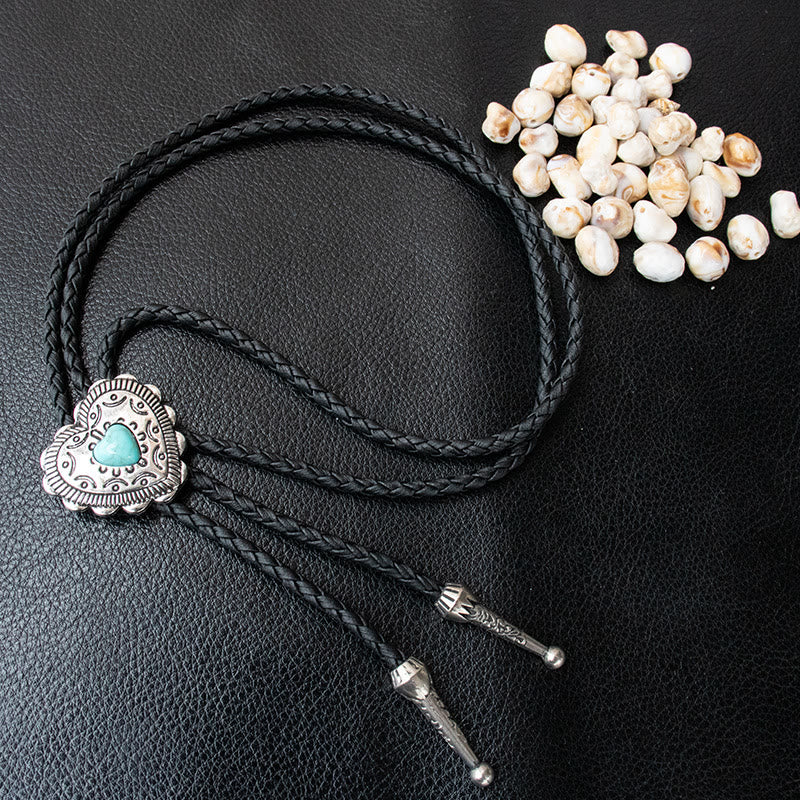 Creative Heart Shaped Turquoise Pendant Bolo Tie