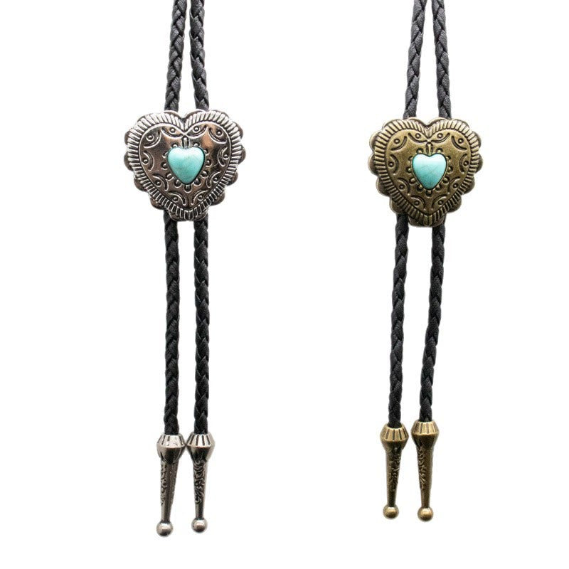 Creative Heart Shaped Turquoise Pendant Bolo Tie