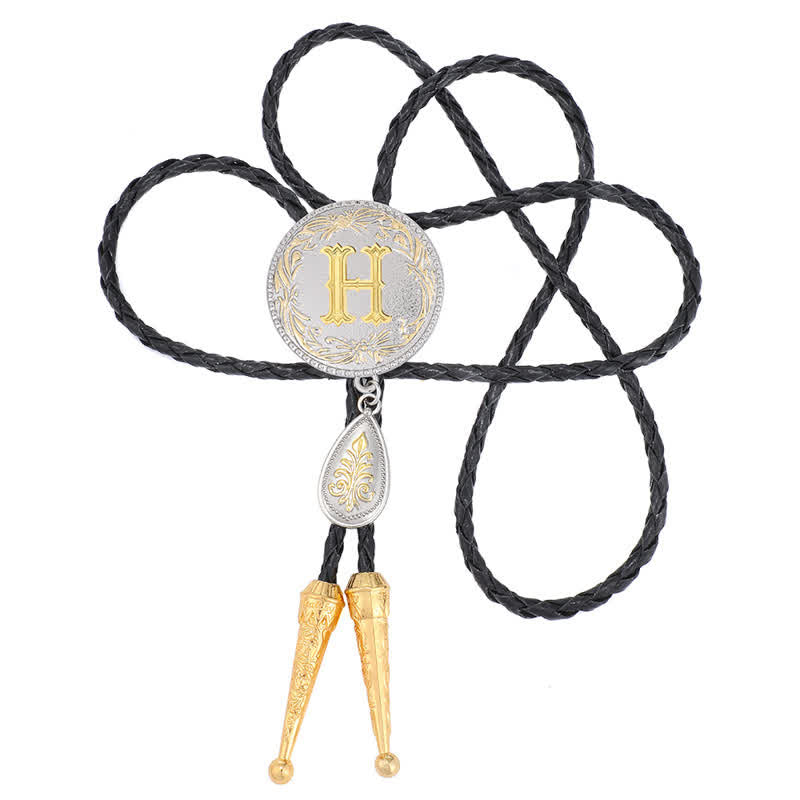 Initial Letter A To Z Bolo Tie With Teardrop-Shaped Pendant