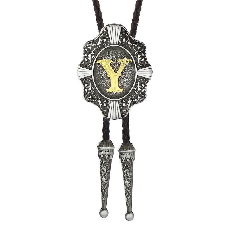 Intricate Filigree Design Initial Letter A To Z Bolo Tie