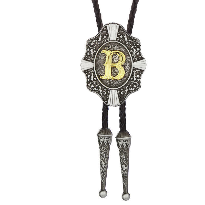 Intricate Filigree Design Initial Letter A To Z Bolo Tie