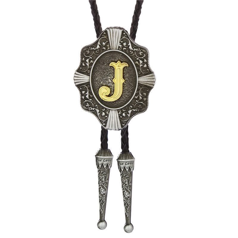 Intricate Filigree Design Initial Letter A To Z Bolo Tie