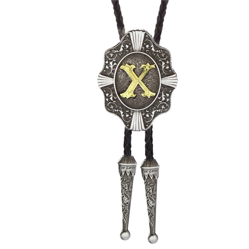 Intricate Filigree Design Initial Letter A To Z Bolo Tie
