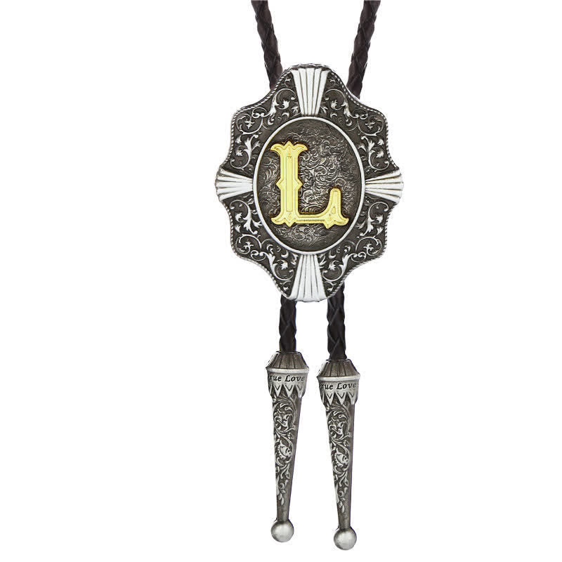 Intricate Filigree Design Initial Letter A To Z Bolo Tie