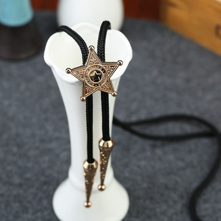 Retro Sheriff Star-Shaped Pendant Bolo Tie