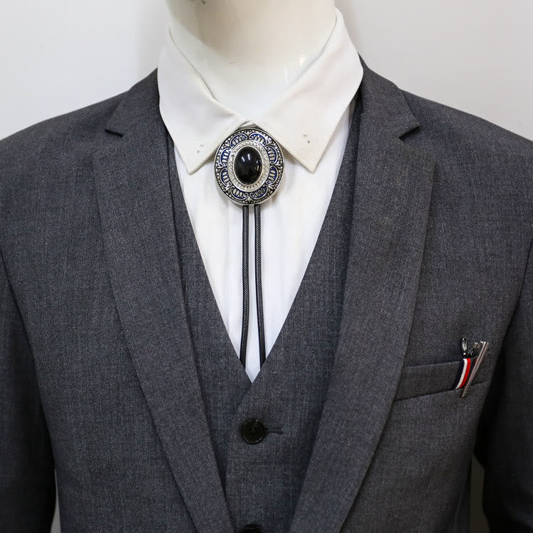 Vintage Onyx and Enamel Bolo Tie