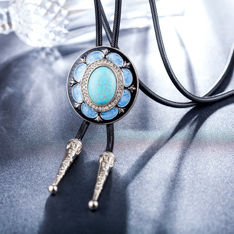 Vintage Onyx and Enamel Bolo Tie