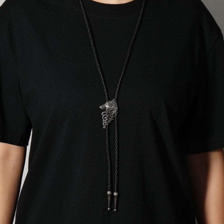 Wolf Head Pattern Retro Bolo Tie