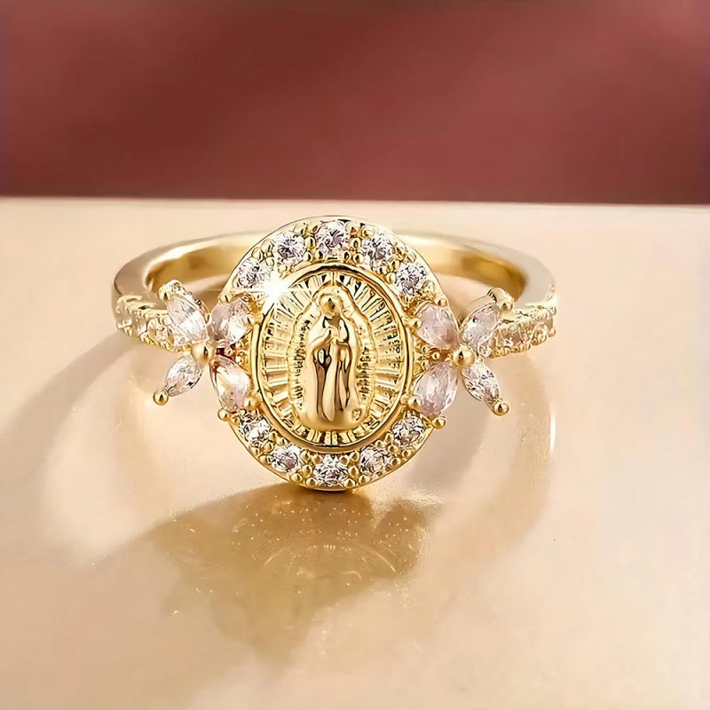 Virgin Mary Halo Crystal Ring