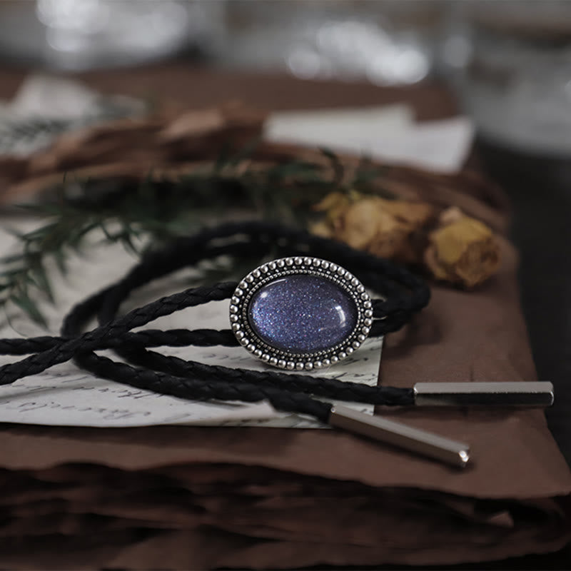 Glitter Purple Gem Retro Metal Bolo Ties