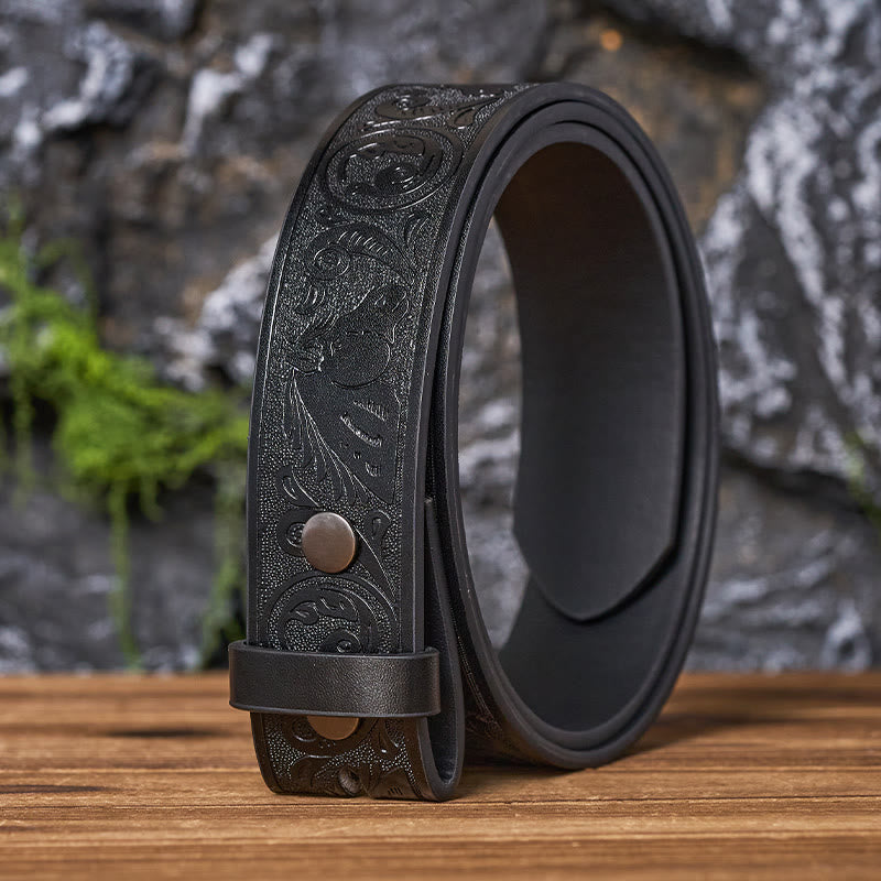 Western Horse-Patterned DIY Leather Belt Strap Without Belt Buckle