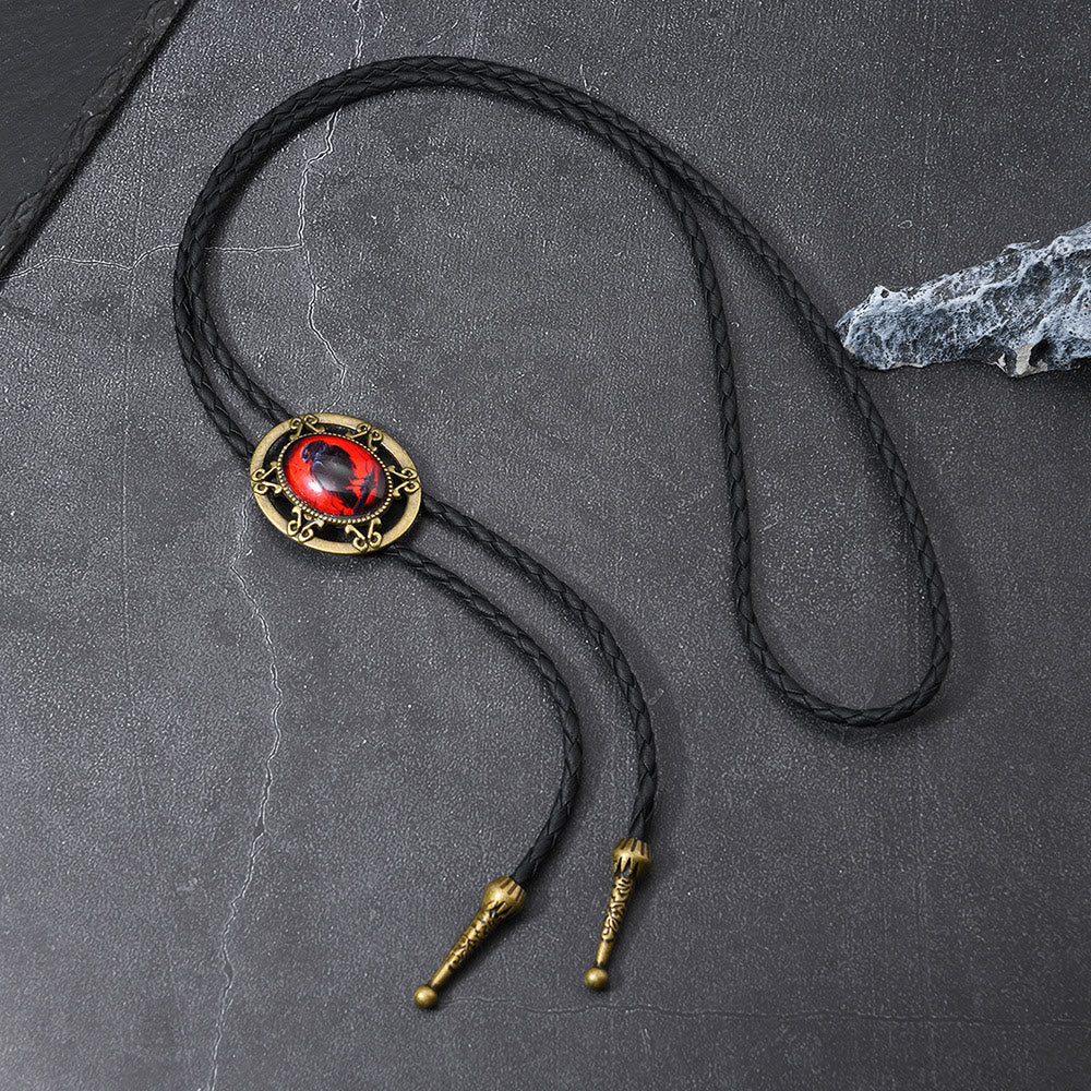 Gothic Raven Pattern Western Pendant Bolo Tie