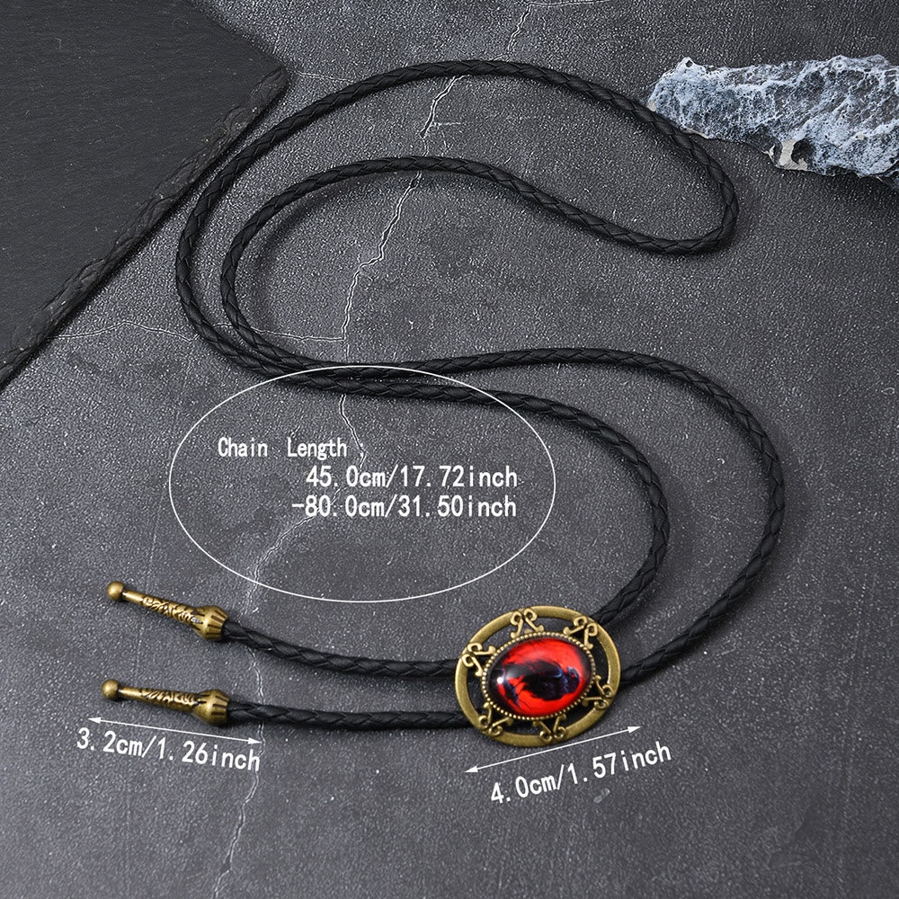 Gothic Raven Pattern Western Pendant Bolo Tie
