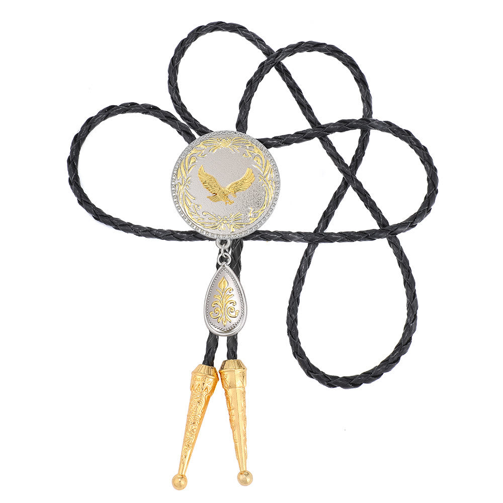 Western Portrait Medallion Layered Bolo Tie