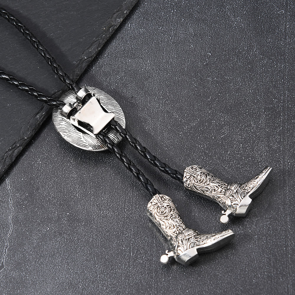 Western Cowboy Hat Medallion Boot Tip Bolo Tie
