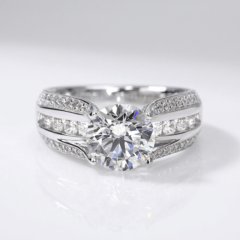 Silver Round Diamond Pavé Band Ring