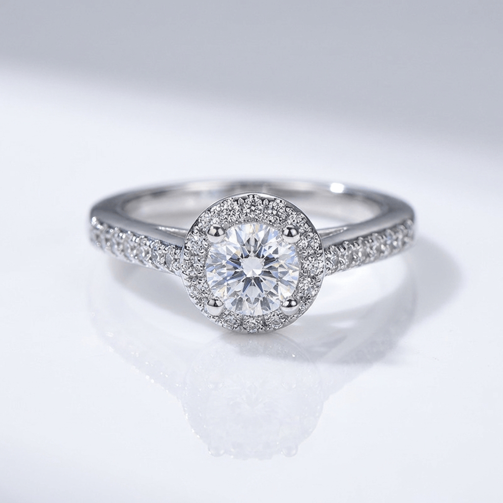 Silver Cushion Diamond Pavé Halo Ring
