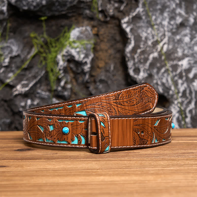 Western Luck Horseshoe-Shaped DIY Buckle Leather Belt