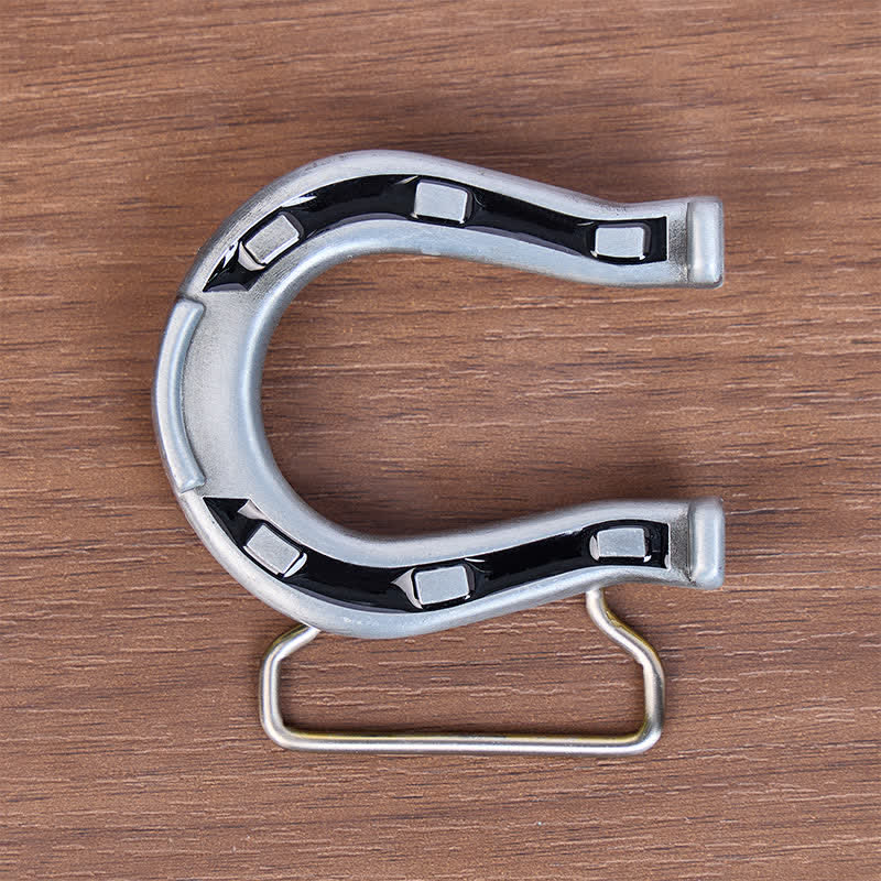 Western Luck Horseshoe-Shaped DIY Buckle Leather Belt