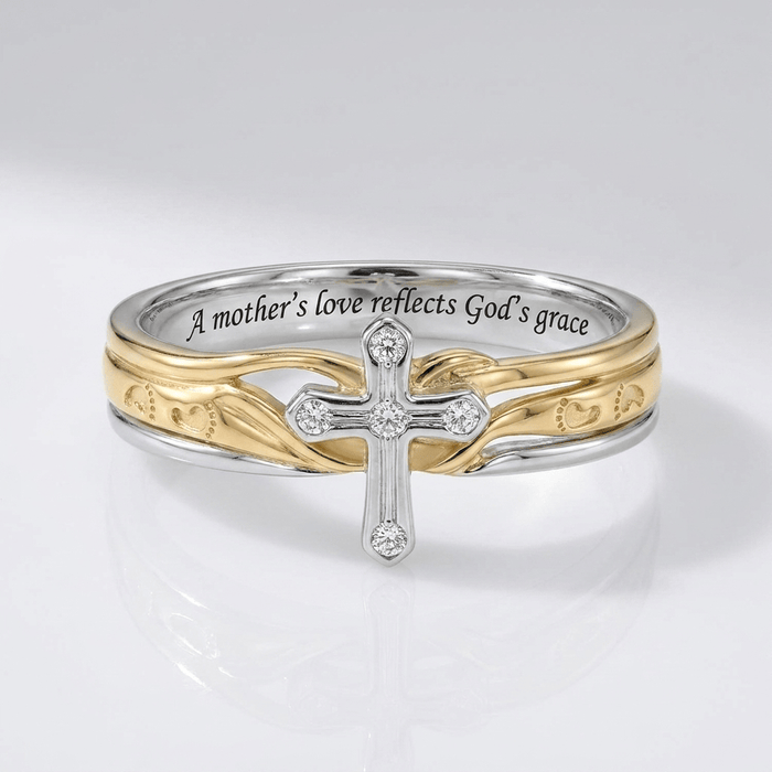 A MOTHER'S LOVE SILVER & GOLD RING