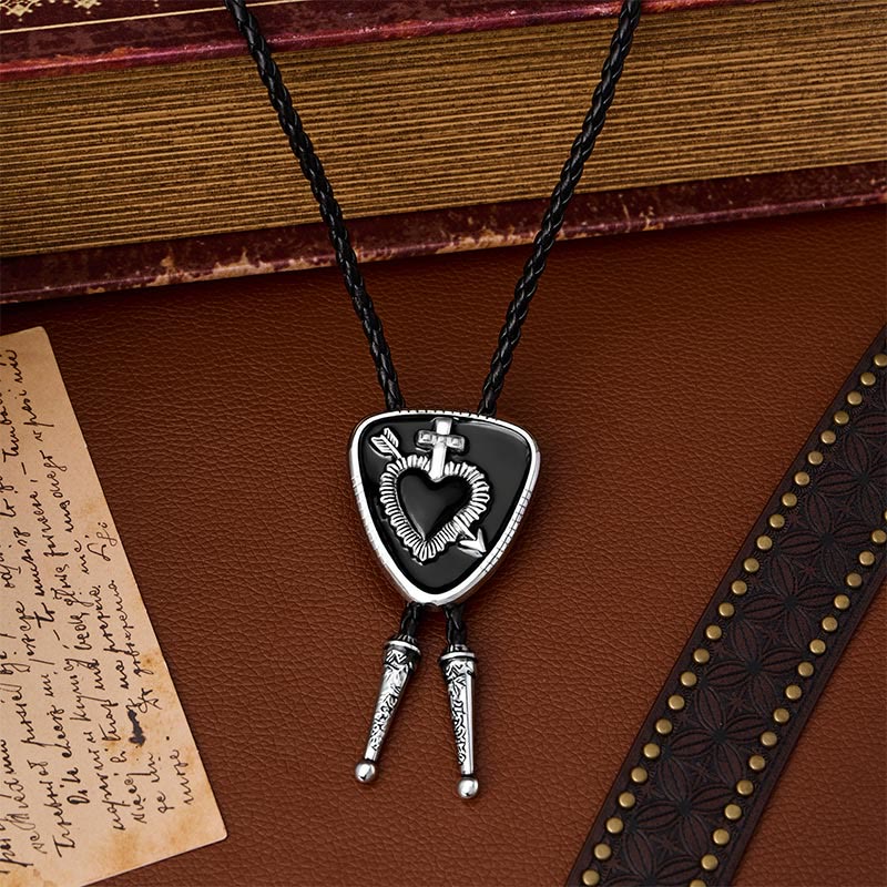 Gothic Emo Cross Arrow Heartbreaker Bolo Tie