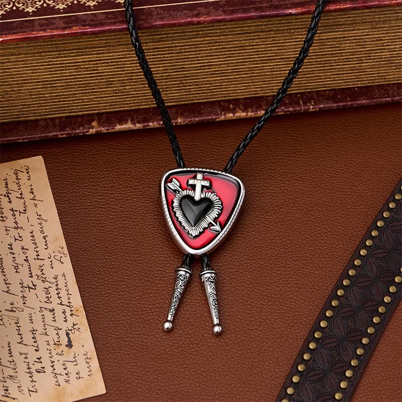 Gothic Emo Cross Arrow Heartbreaker Bolo Tie