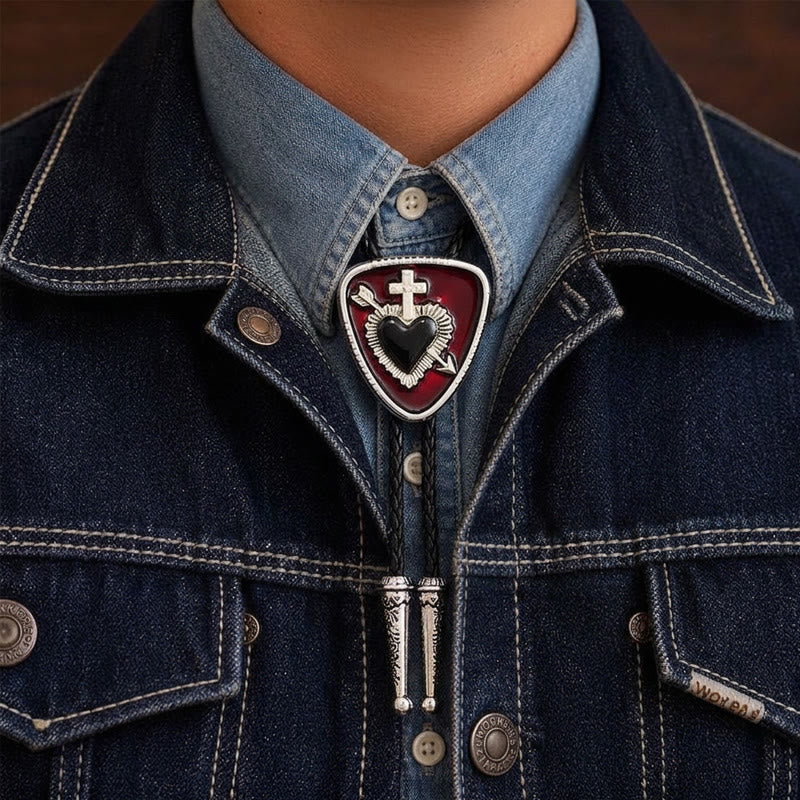 Gothic Emo Cross Arrow Heartbreaker Bolo Tie