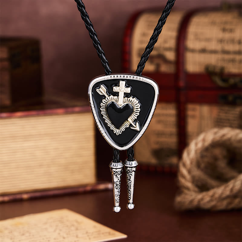 Gothic Emo Cross Arrow Heartbreaker Bolo Tie