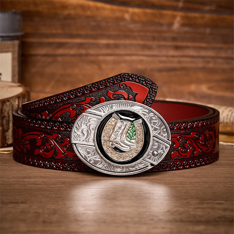 Boots & Horseshoe DIY Hidden Folding Knife Buckle Leather Belt