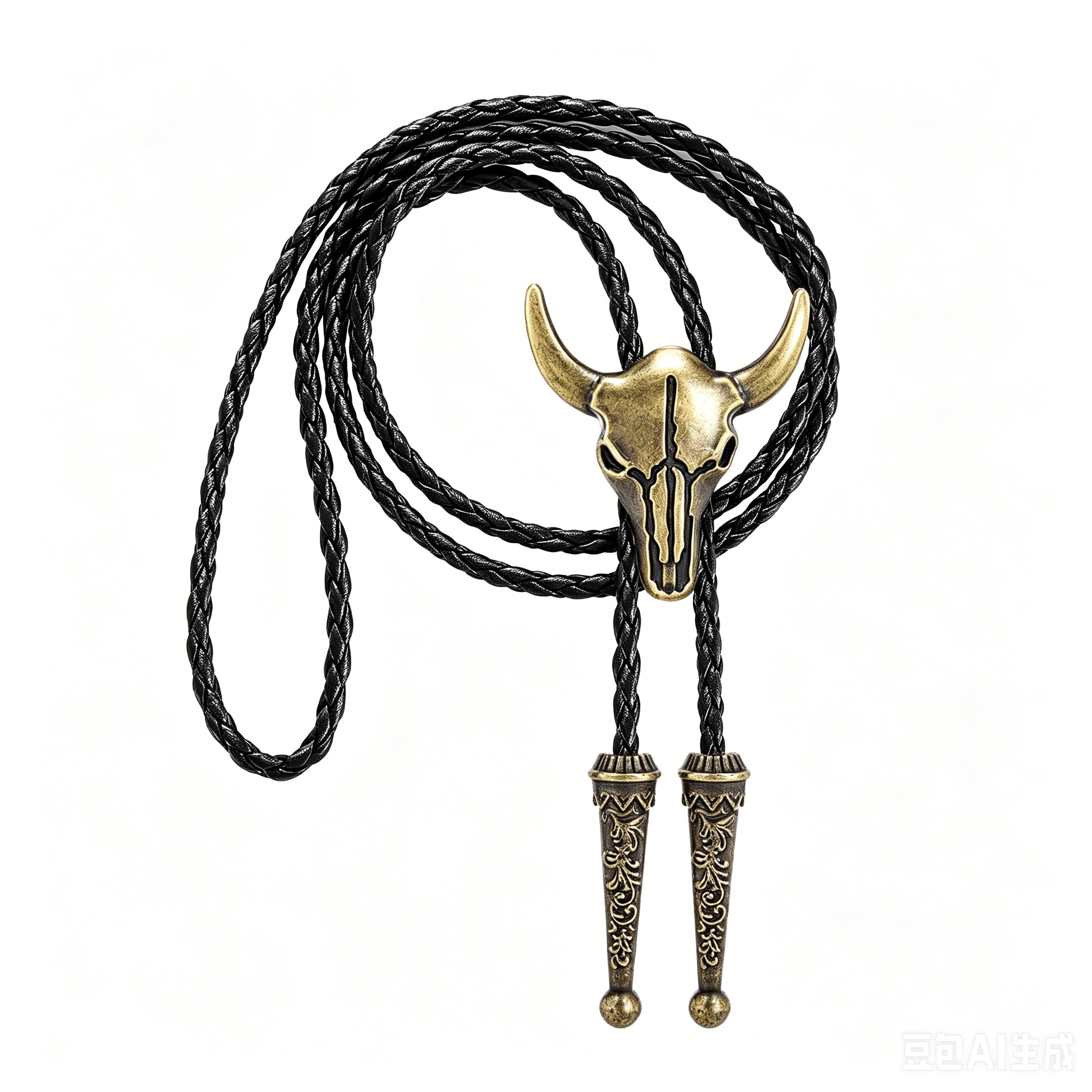 Vintage Cowboy Bronze Bull Skull Bolo Tie