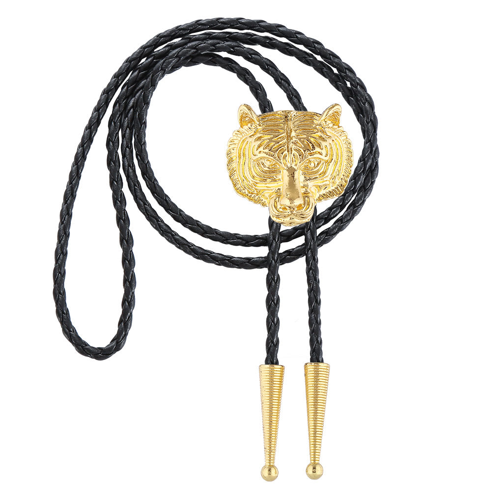 Western Retro Tiger Head Metal Bolo Tie