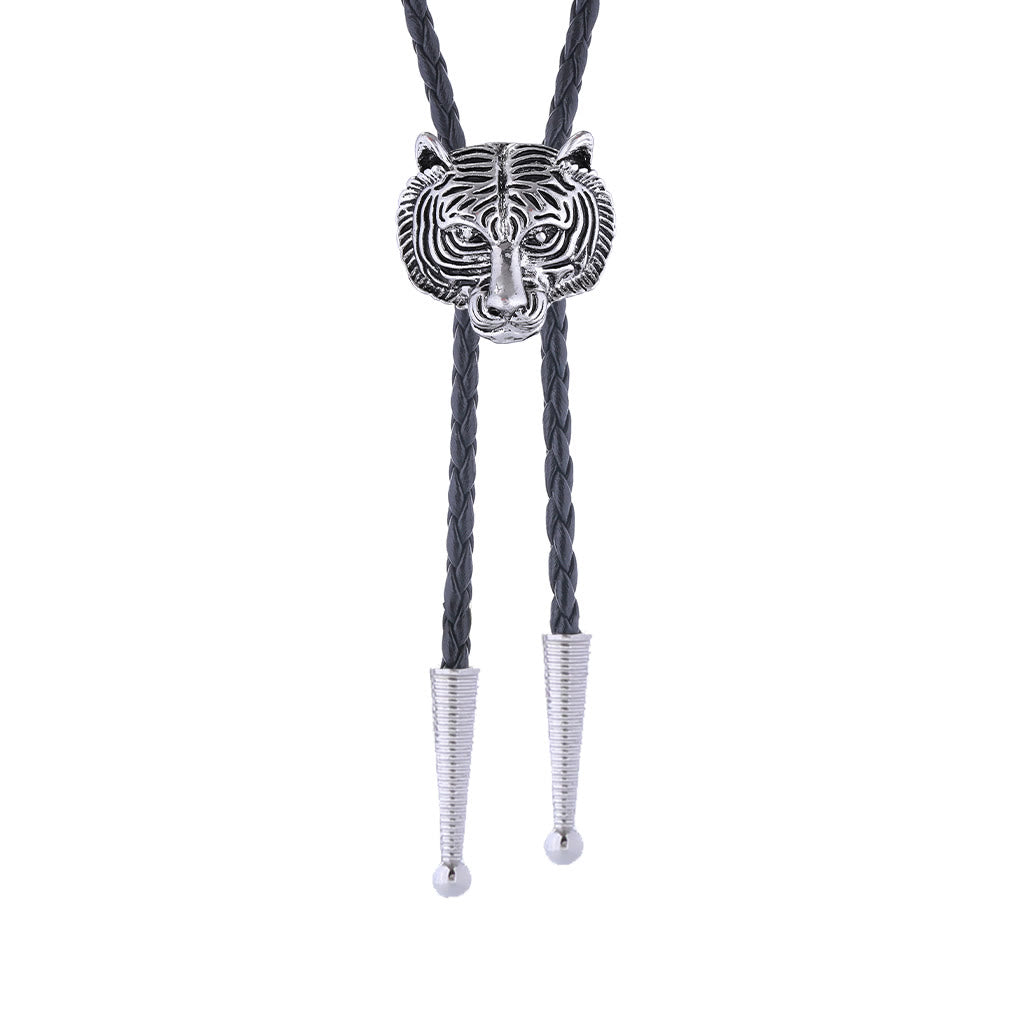 Western Retro Tiger Head Metal Bolo Tie