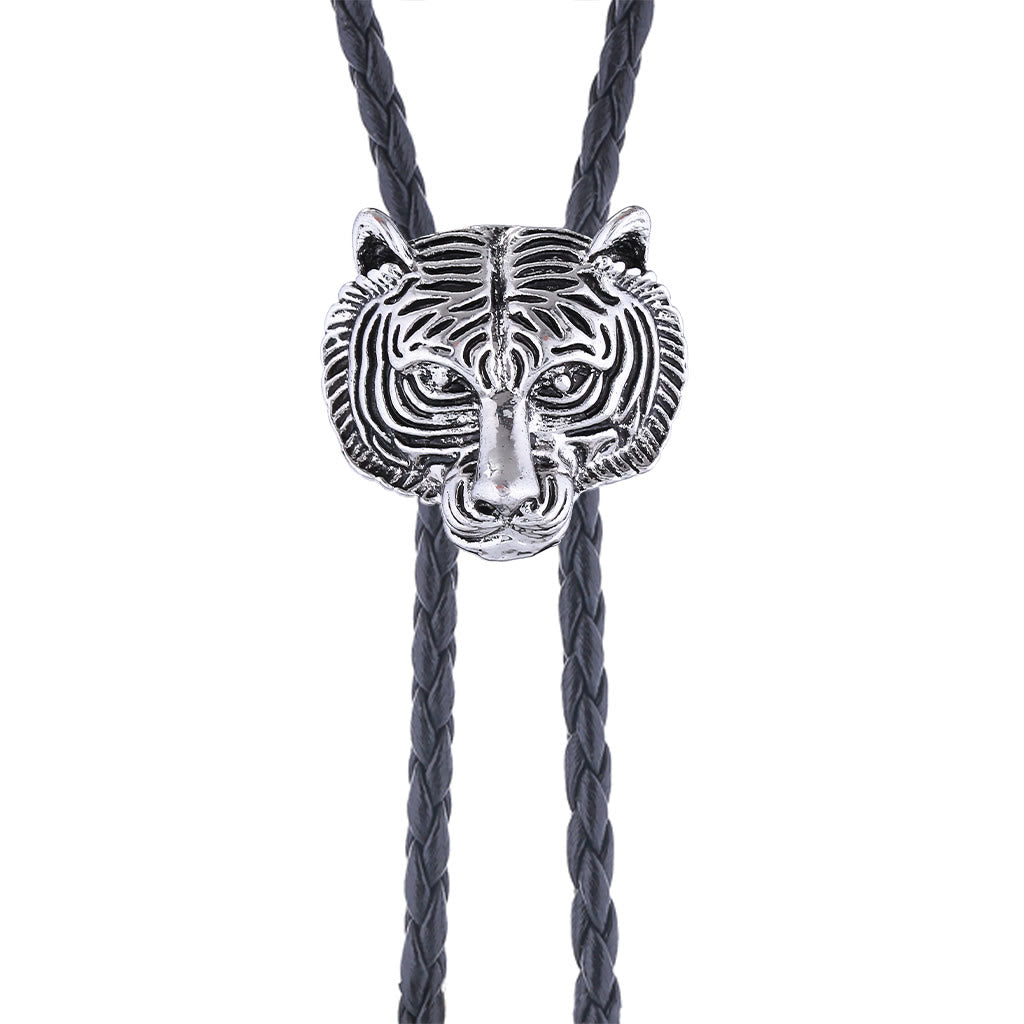 Western Retro Tiger Head Metal Bolo Tie