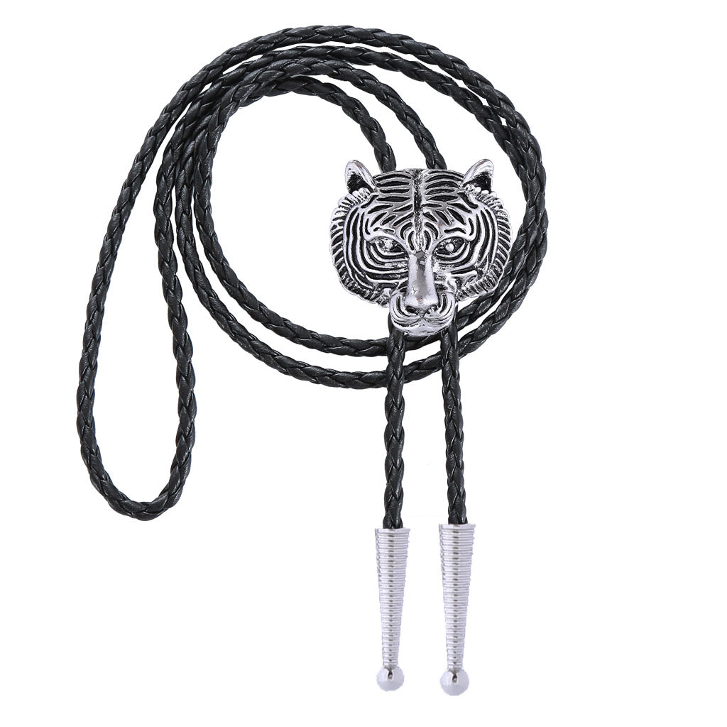 Western Retro Tiger Head Metal Bolo Tie