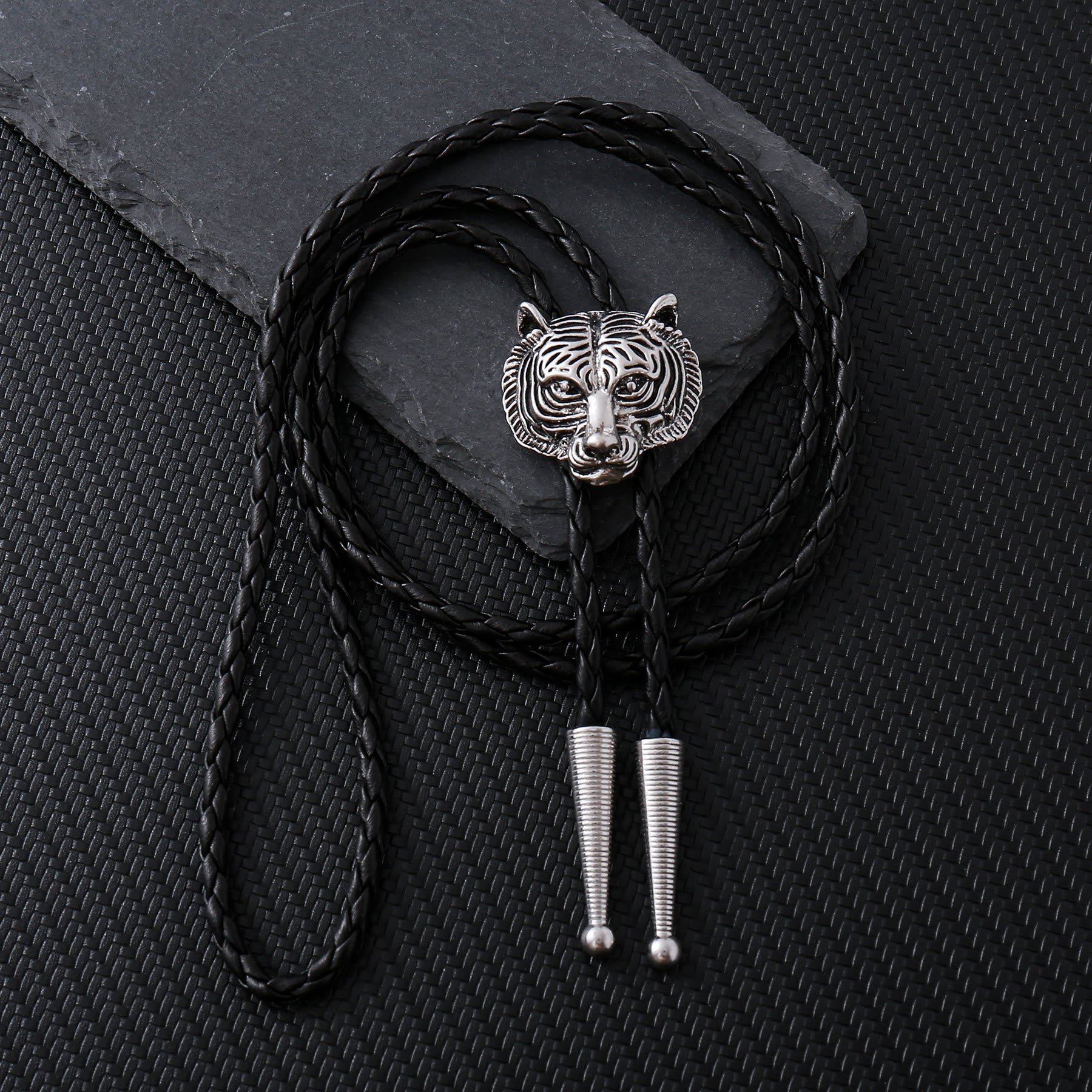 Western Retro Tiger Head Metal Bolo Tie