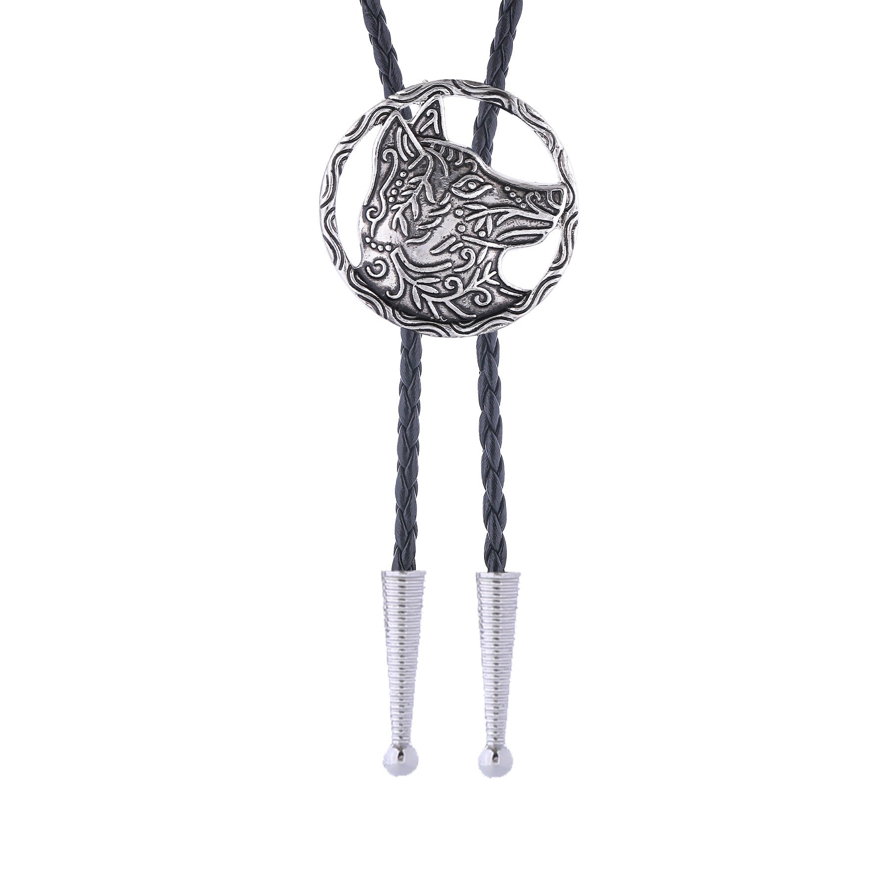 Vintage Antique Gold Hollow Wolf Head Bolo Tie