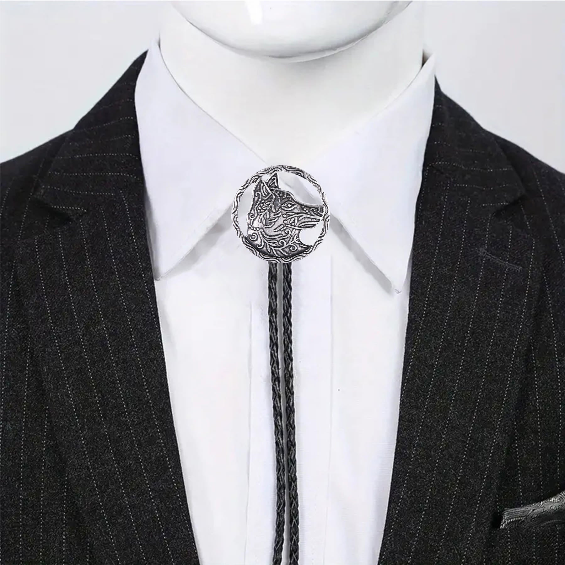 Vintage Antique Gold Hollow Wolf Head Bolo Tie