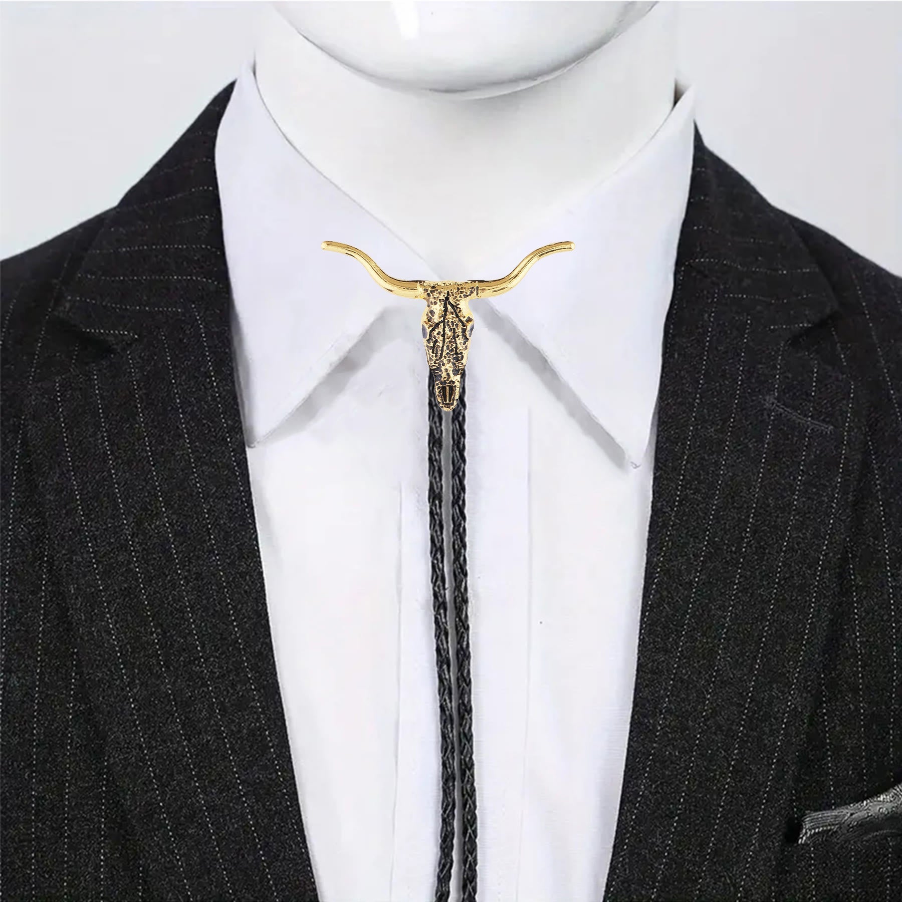 Retro Longhorn Bull Skull Bolo Tie