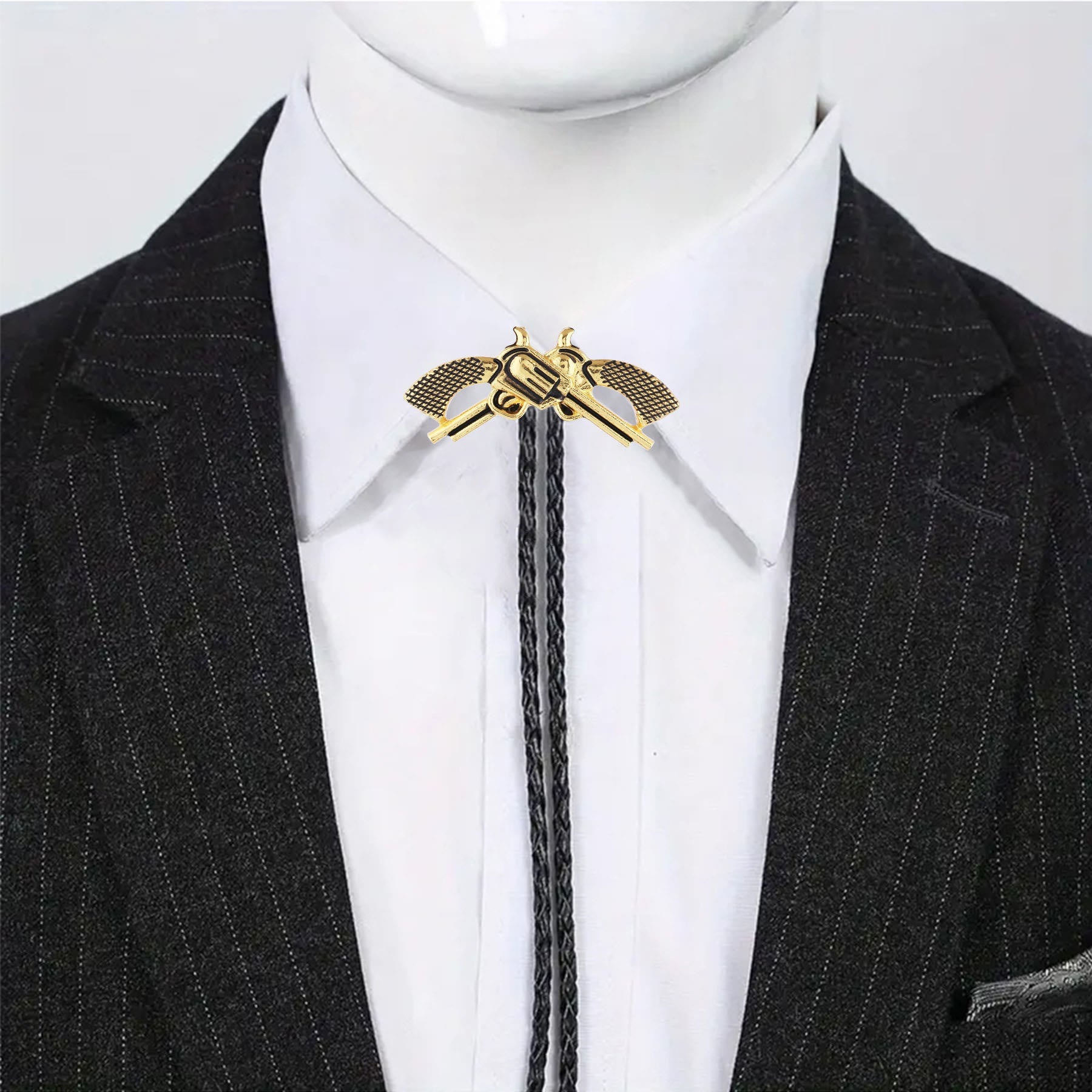 Western Retro Crossed Pistol Bolo Tie