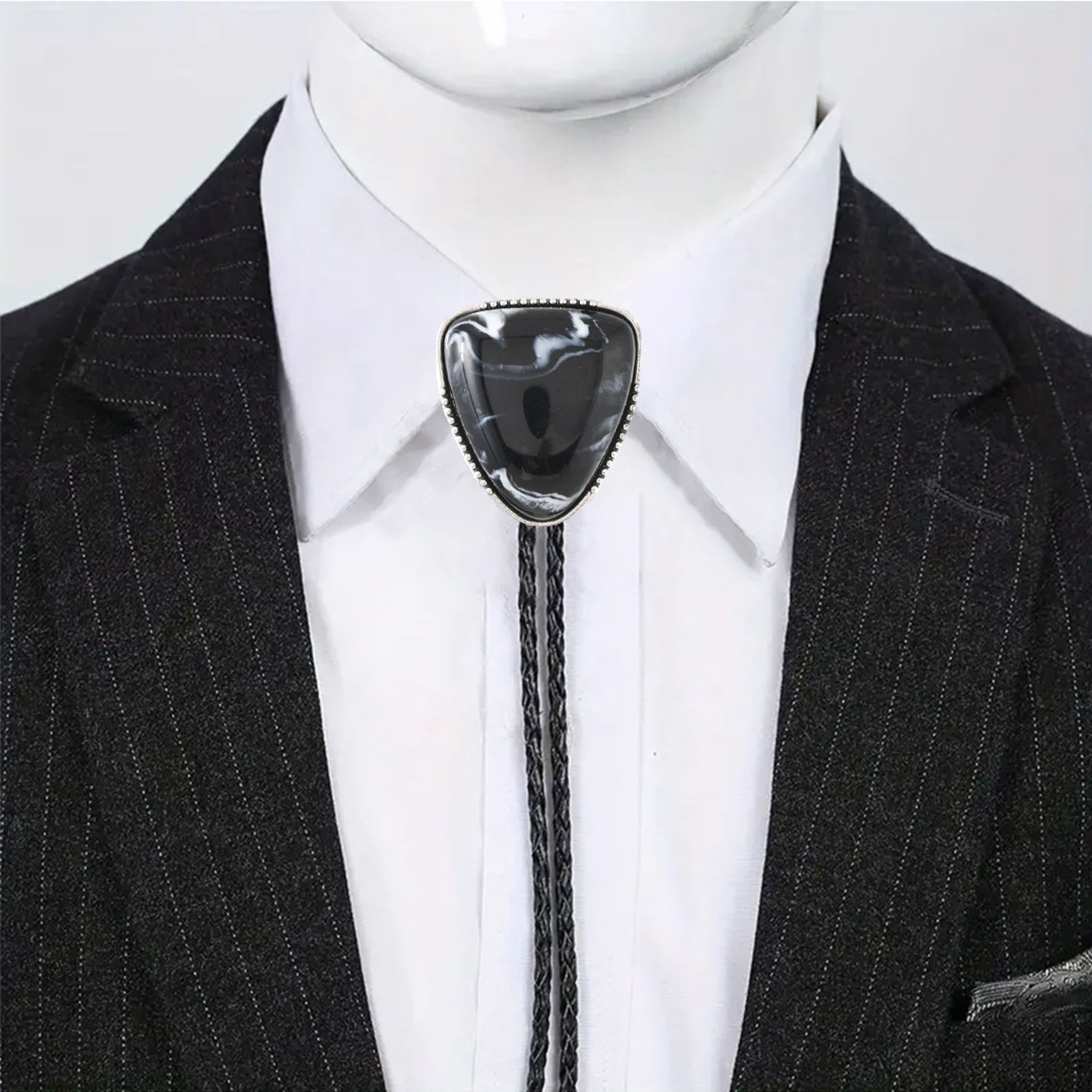 Western Glossy Artificial Tribal Shield Stone Bolo Tie