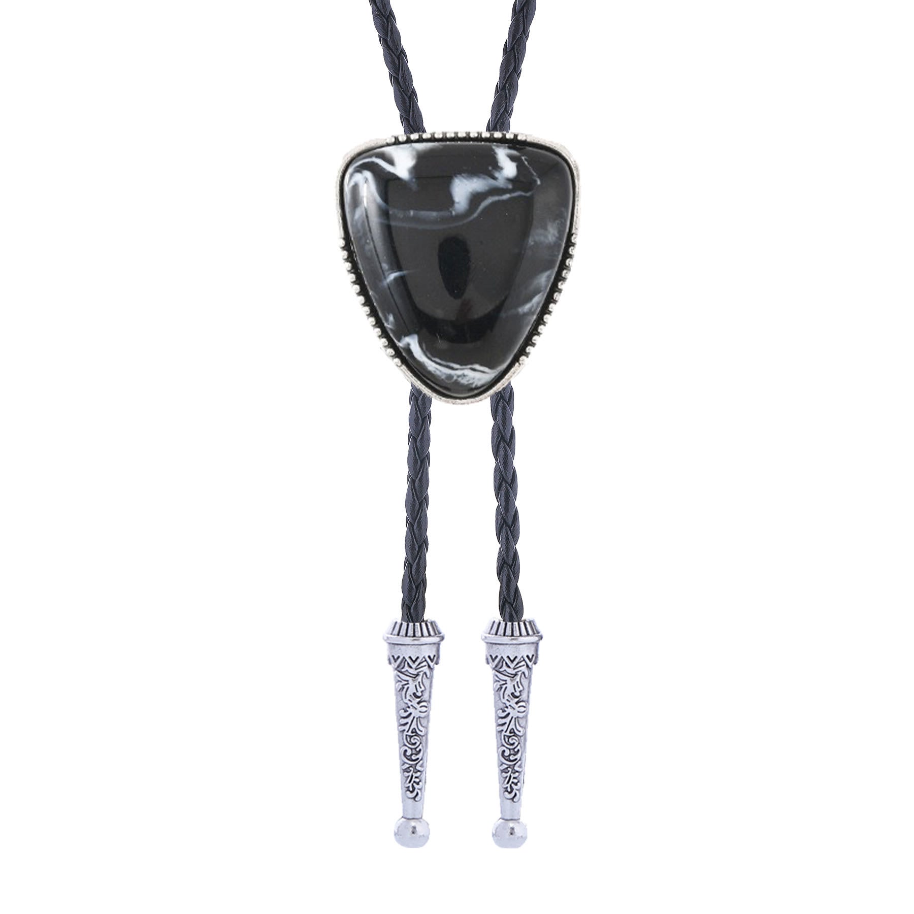 Western Glossy Artificial Tribal Shield Stone Bolo Tie