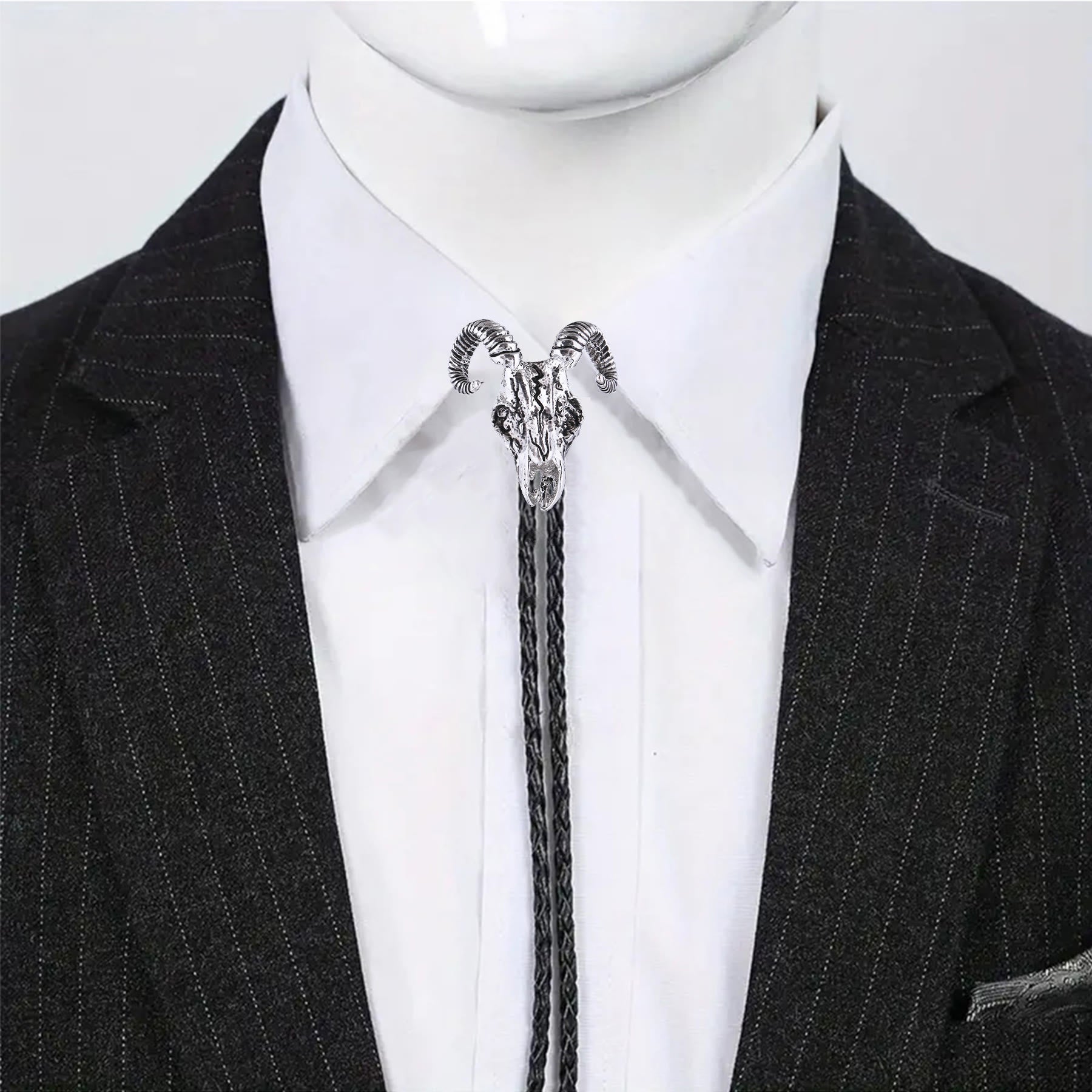 Dark Aesthetic Gothic Ram Skull Bolo Tie